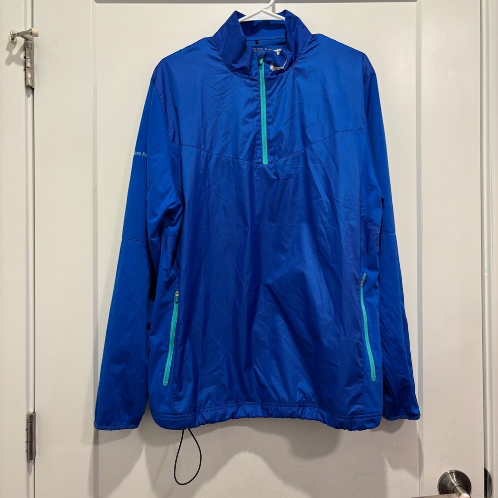 Nike Golf Mens Blue 1/4 Zip Windbreaker Pullover Jacket Large FD Classic HP Logo